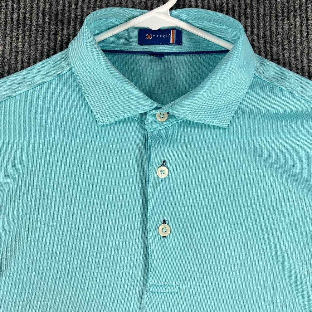 Stitch Golf Polo Shirt Mens Size Medium Teal Blue Short Sleeve Old Hawthorne GC
